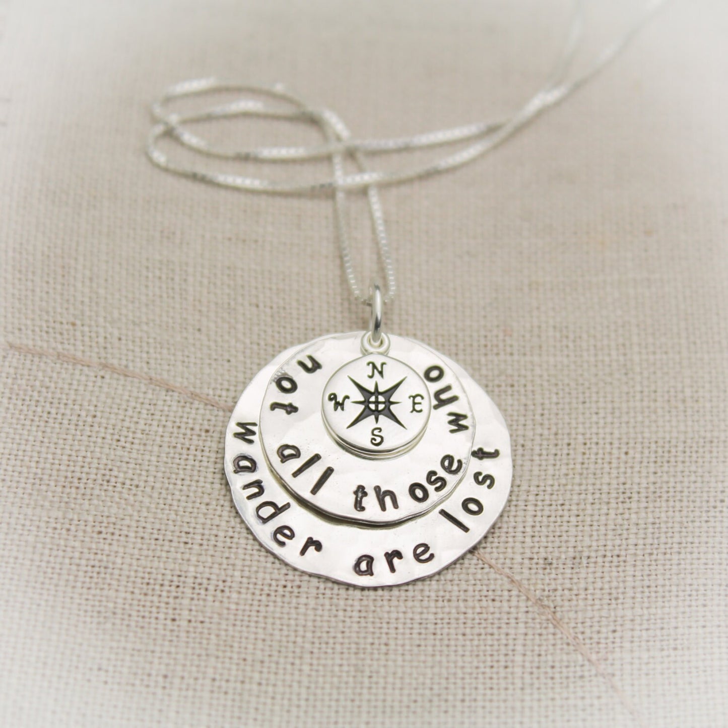 Not All Those Who Wander Are Lost  Necklace Jewelry Compass Necklace Traveler Gift Graduation Gift Hand Stamped Jewelry