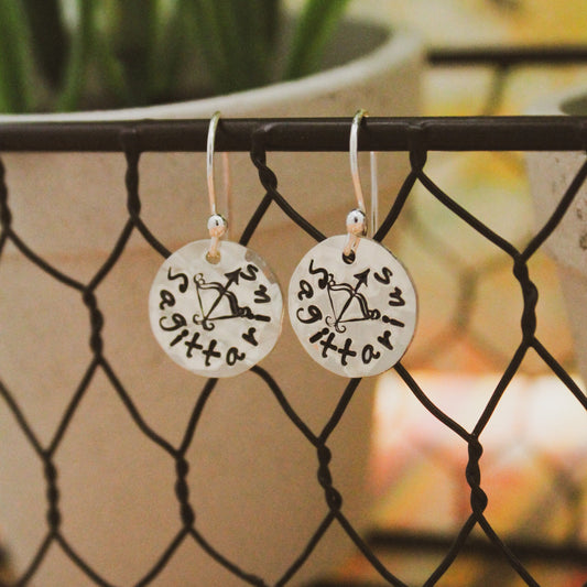 Sagittarius Sterling Silver Earrings, Sagittarius Zodiac Sign Jewelry, Personalized Earrings, Sagittarius Zodiac Jewelry Unique Gift Her