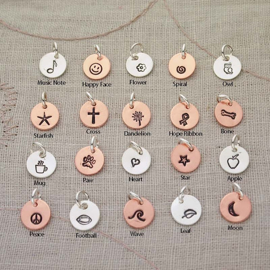 Tiny Charms Sterling Silver Hand Stamped Personalized Many to Choose From