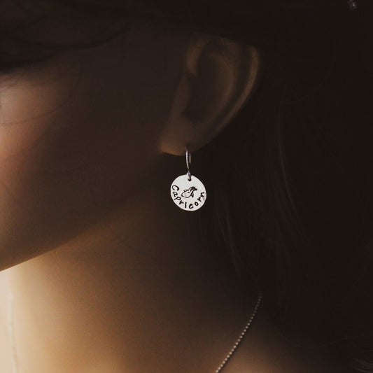 Capricorn Sterling Silver Earrings, Capricorn Zodiac Sign Jewelry, Personalized Earrings, Capricorn Horoscope Zodiac Jewelry Unique Gift Her