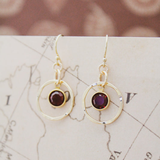 Gold Red January Birthstone Earrings, Garnet Jewelry, January Birthday Gift, January Birthstone Jewelry, January Earrings, 14 k Gold Filled