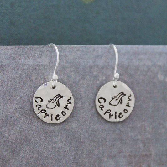 Capricorn Sterling Silver Earrings, Capricorn Zodiac Sign Jewelry, Personalized Earrings, Capricorn Horoscope Zodiac Jewelry Unique Gift Her