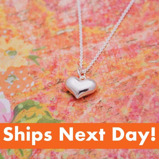 Dainty Puffy Heart Necklace, Heart Charm Necklace, Simple Heart Necklace, Valentine's Day Gift, Gift for Her, Cute Valentine's Jewelry