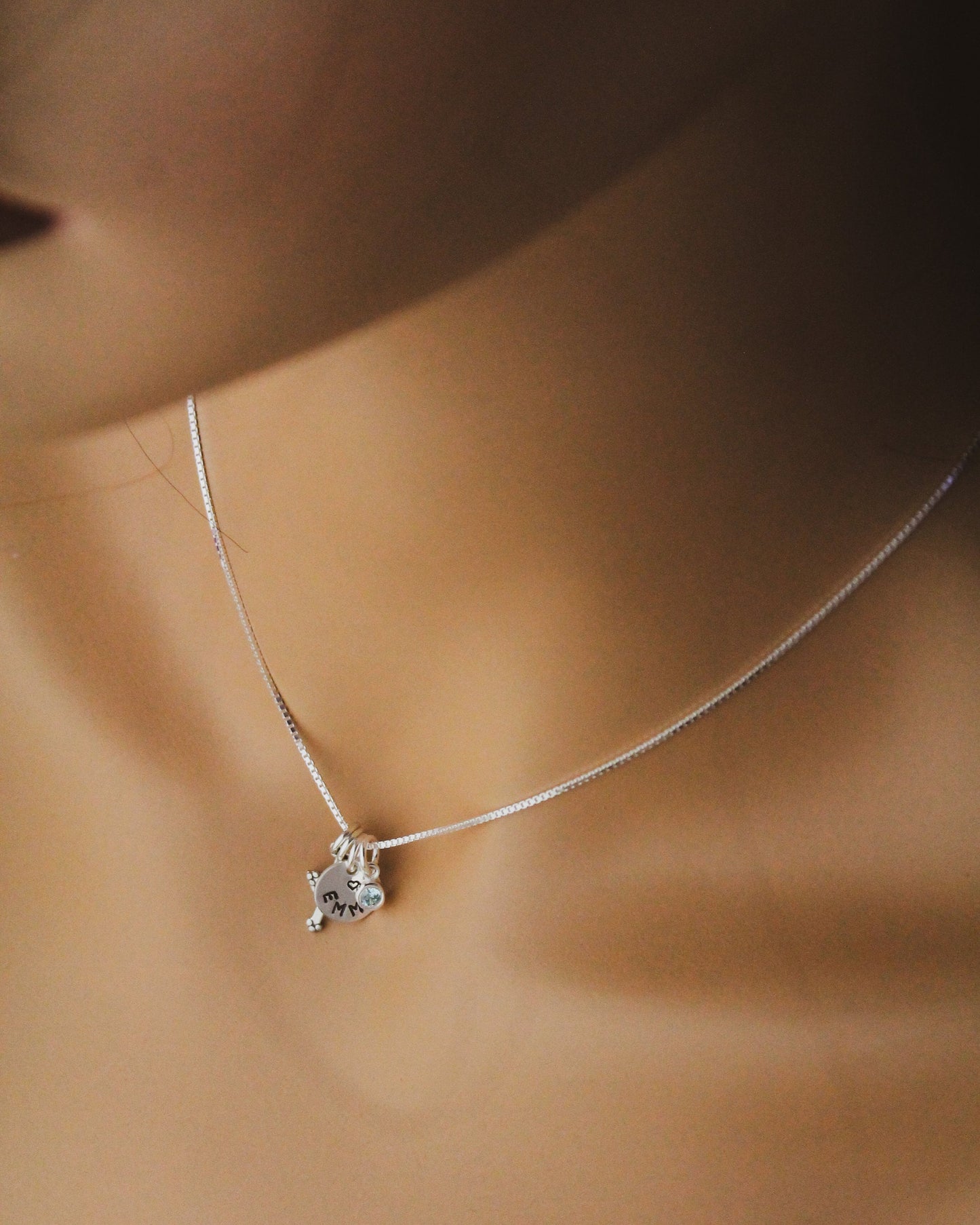 Tiny Personalized Cross Charm Necklace in Sterling Silver, Confirmation Cross Necklace, First Communion Cross Necklace, Hand Stamped Jewelry