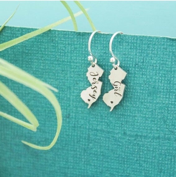 Cute Jersey Girl Earrings, Sterling Silver Jersey Girl Earrings, Jersey Girl Gift, Jersey Girl Jewelry, Gifts for Her, New Jersey Gi