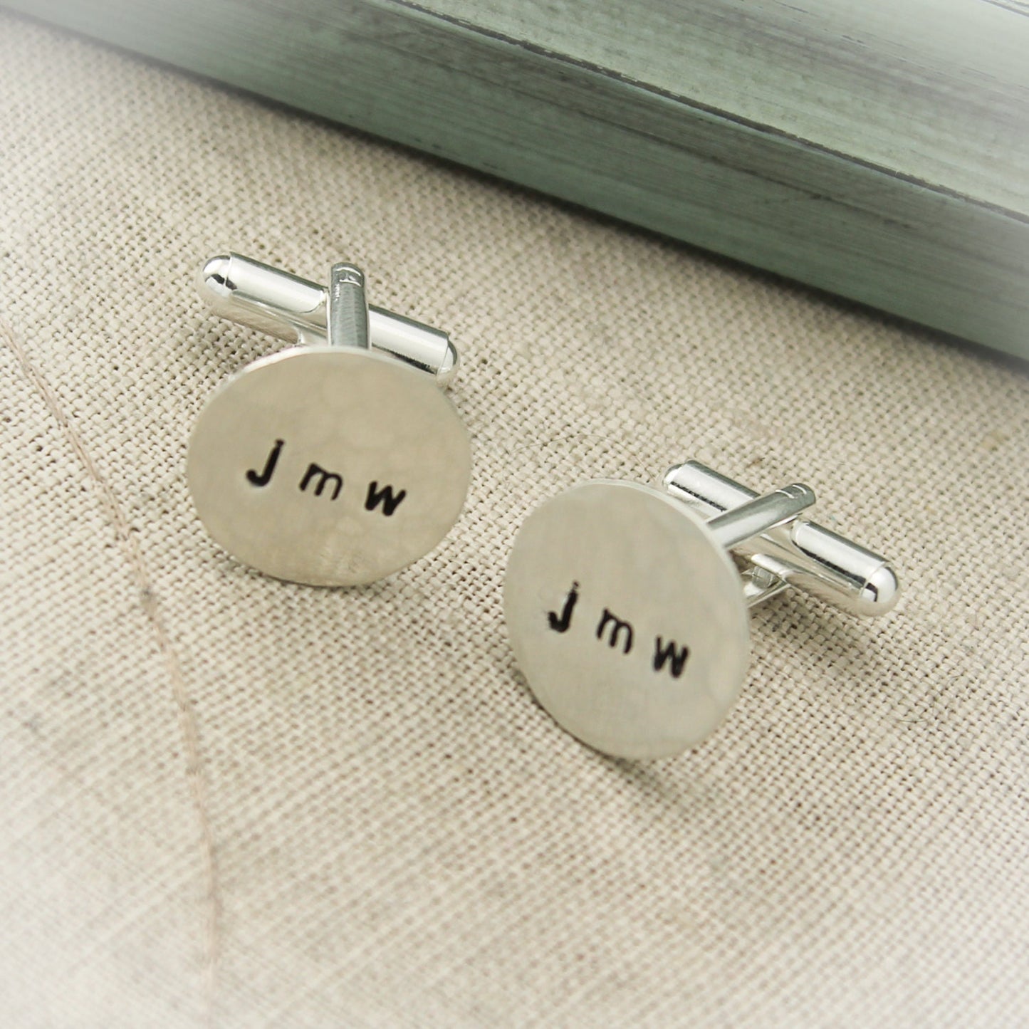 Men's Cuff Links Sterling Silver Hand Stamped Personalized Groom Gift Wedding Day