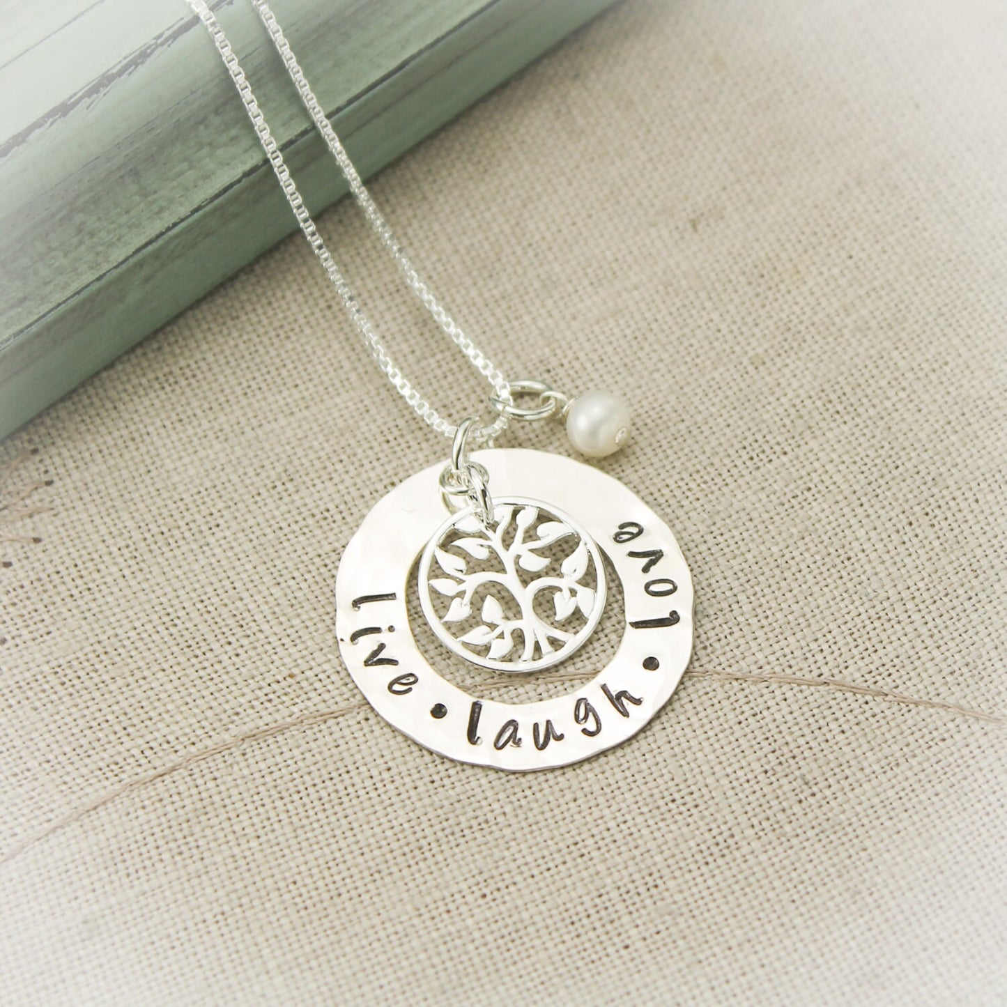 Family Tree Necklace - Personalized - Hand Stamped - Sterling Silver