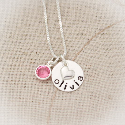 Tiny Heart Necklace Sterling Silver Hand Stamped Personalized Hand Stamped Necklace