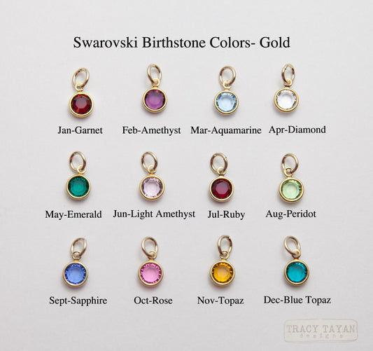 One Gold Plated Flat Swarovski Crystal Birthstone Charm