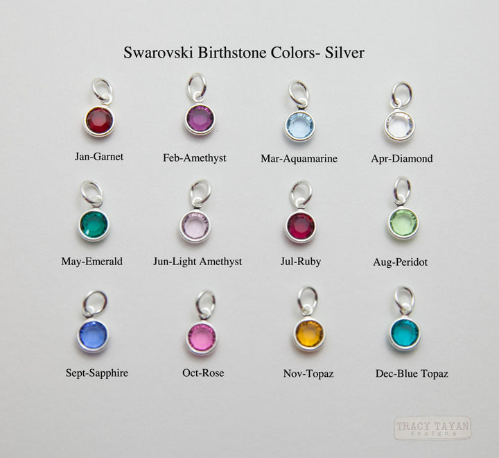 Gymnastics Necklace with Birthstone and Initial Personalized Sterling Silver