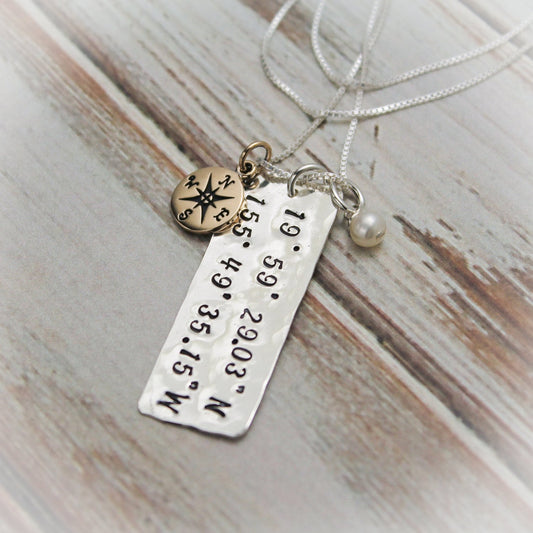 Personalized Latitude & Longitude Necklace, Coordinates Necklace, Compass Jewelry, Custom Coordinates, Custom Jewelry