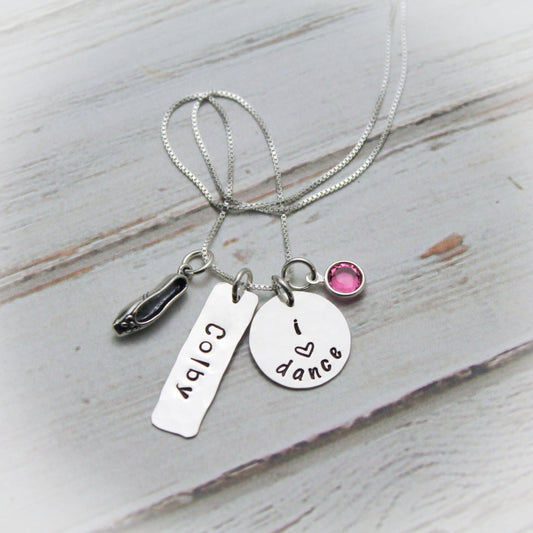 Dancer Sterling Silver Personalized Hand Stamped Necklace Dance