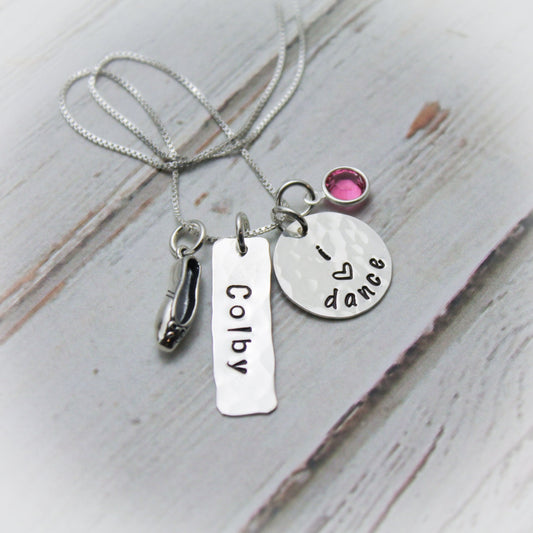 Dancer Sterling Silver Personalized Hand Stamped Necklace Dance