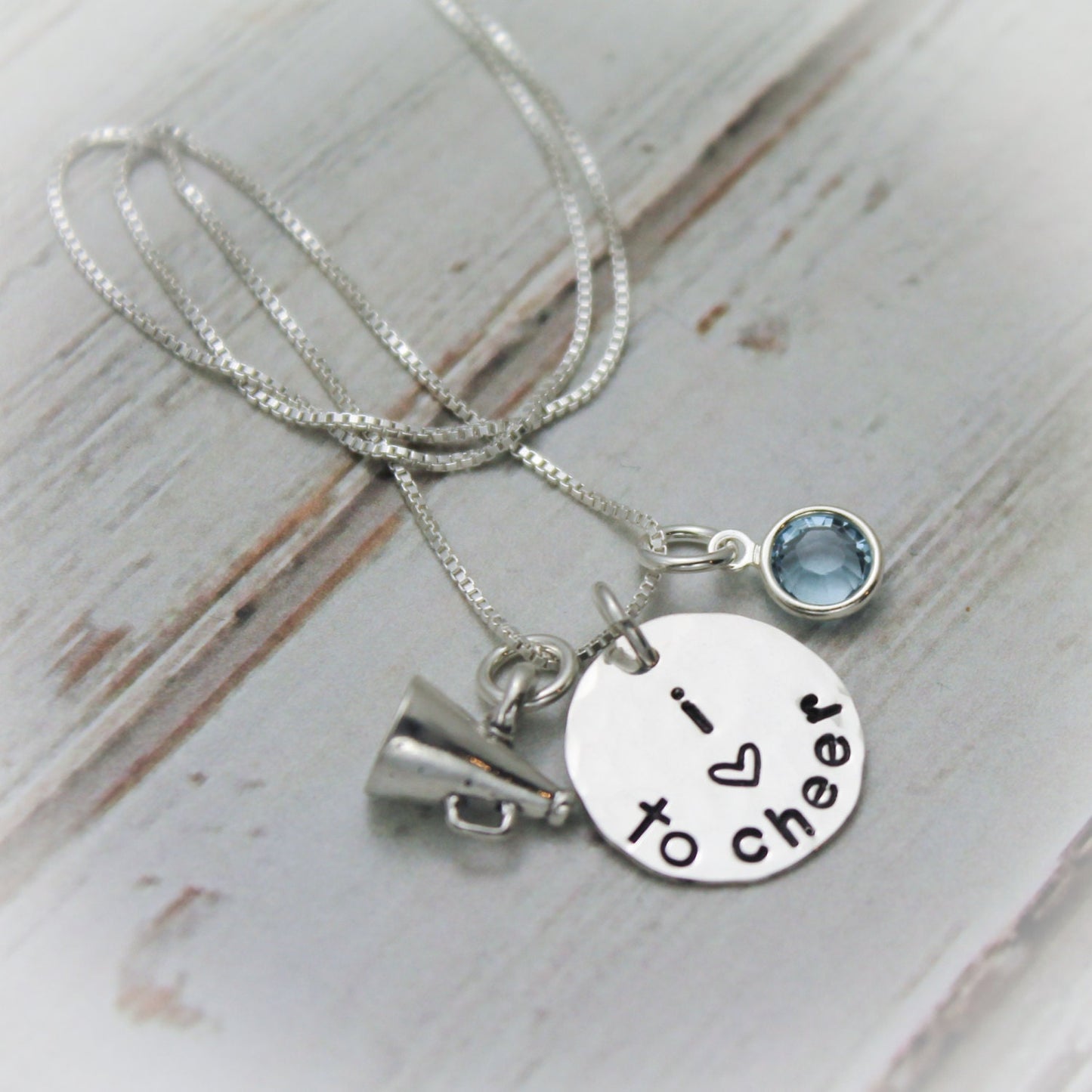 Personalized Cheerleader Necklace, Cheerleading Necklace, Cheer Squad Necklace, Sterling Silver Personalized Hand Stamped Necklace