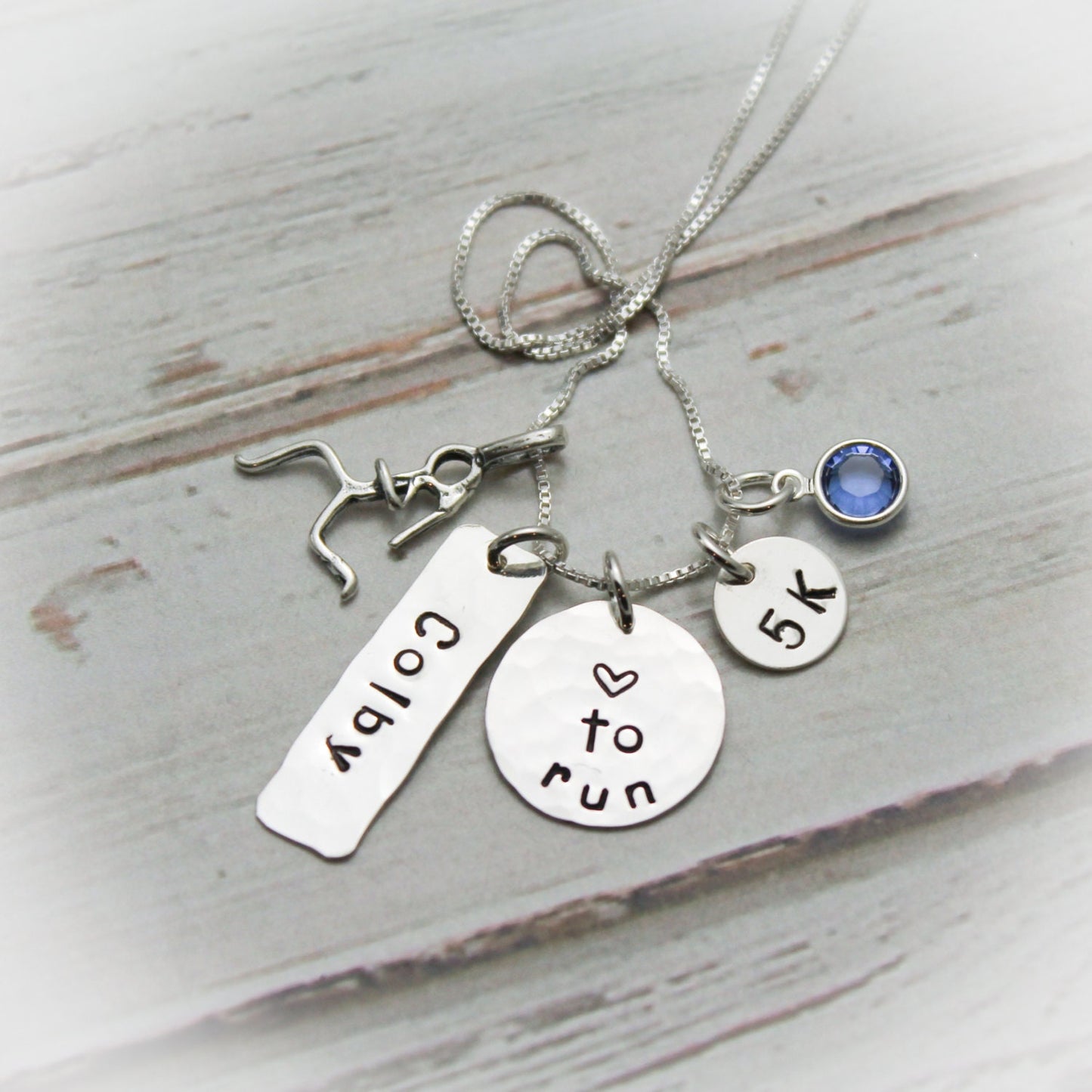 Personalized Love to Run Necklace, Marathon Necklace, Runner Necklace, Running Necklace, Marathon Gift, Runner Gift, Hand Stamped Necklace
