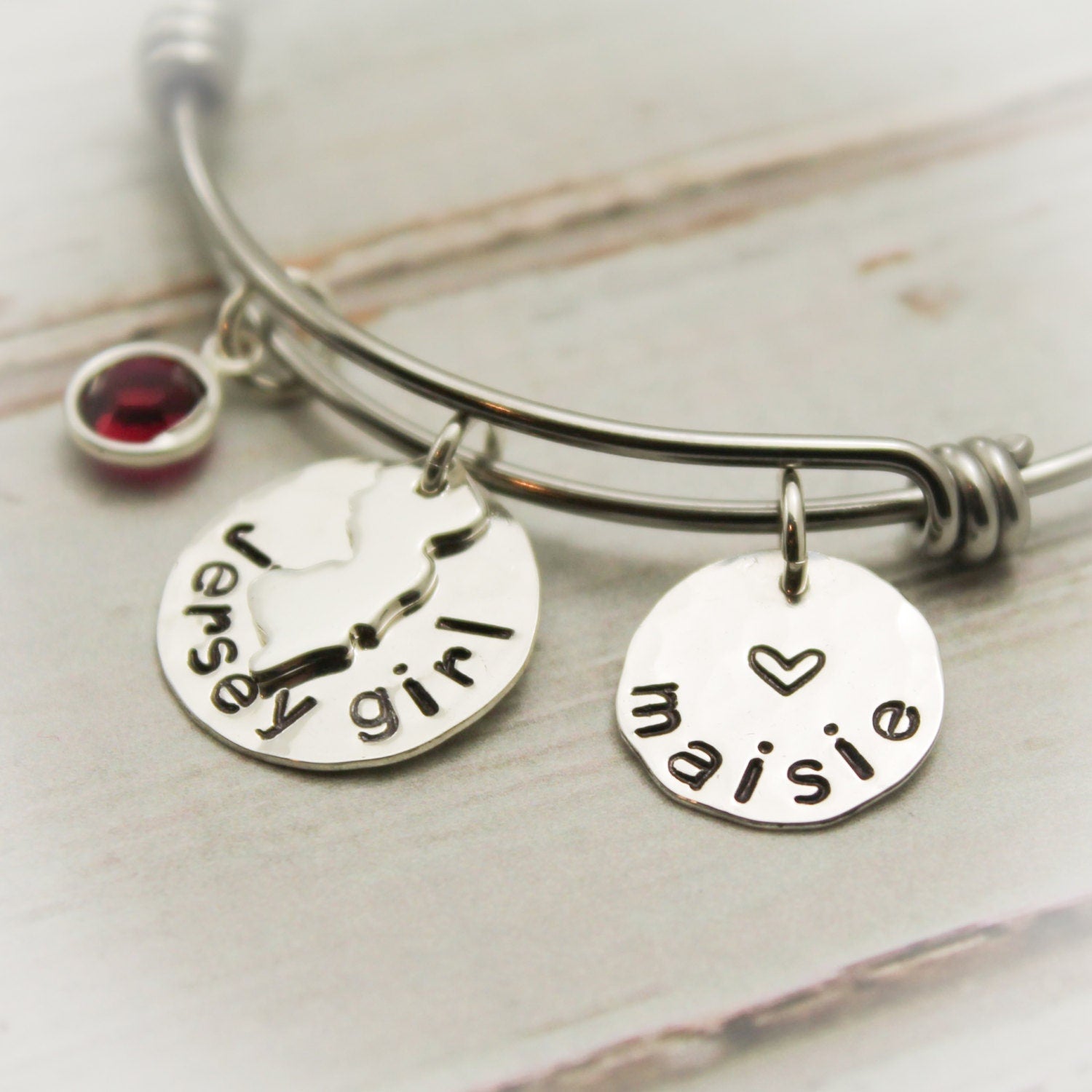 Jersey Girl Bangle Personalized Hand Stamped Jewelry