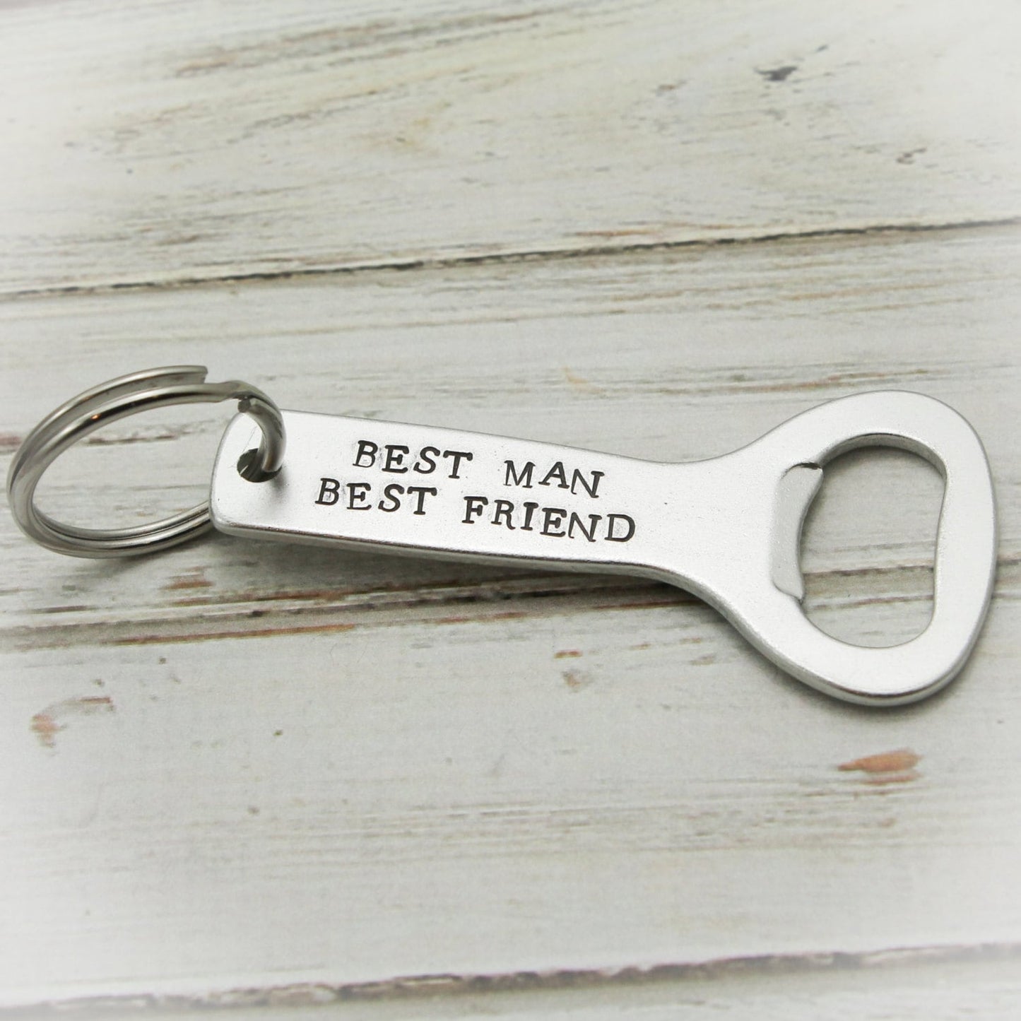 BEST MAN, Groomsmen Aluminum Key Chain Bottle Cap Opener Hand Stamped Personalized Hand Stamped Personalized Key Chain