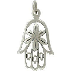 Hamsa Hand Charm Necklace in Sterling Silver