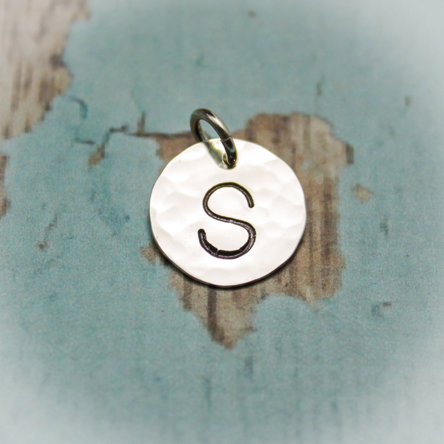 Personalized Initial Charm, Sterling Silver Disc Letter Charm, Letter Disc Charm, Alphabet Charm, Hand Stamped Initial Charm, Silver Letter