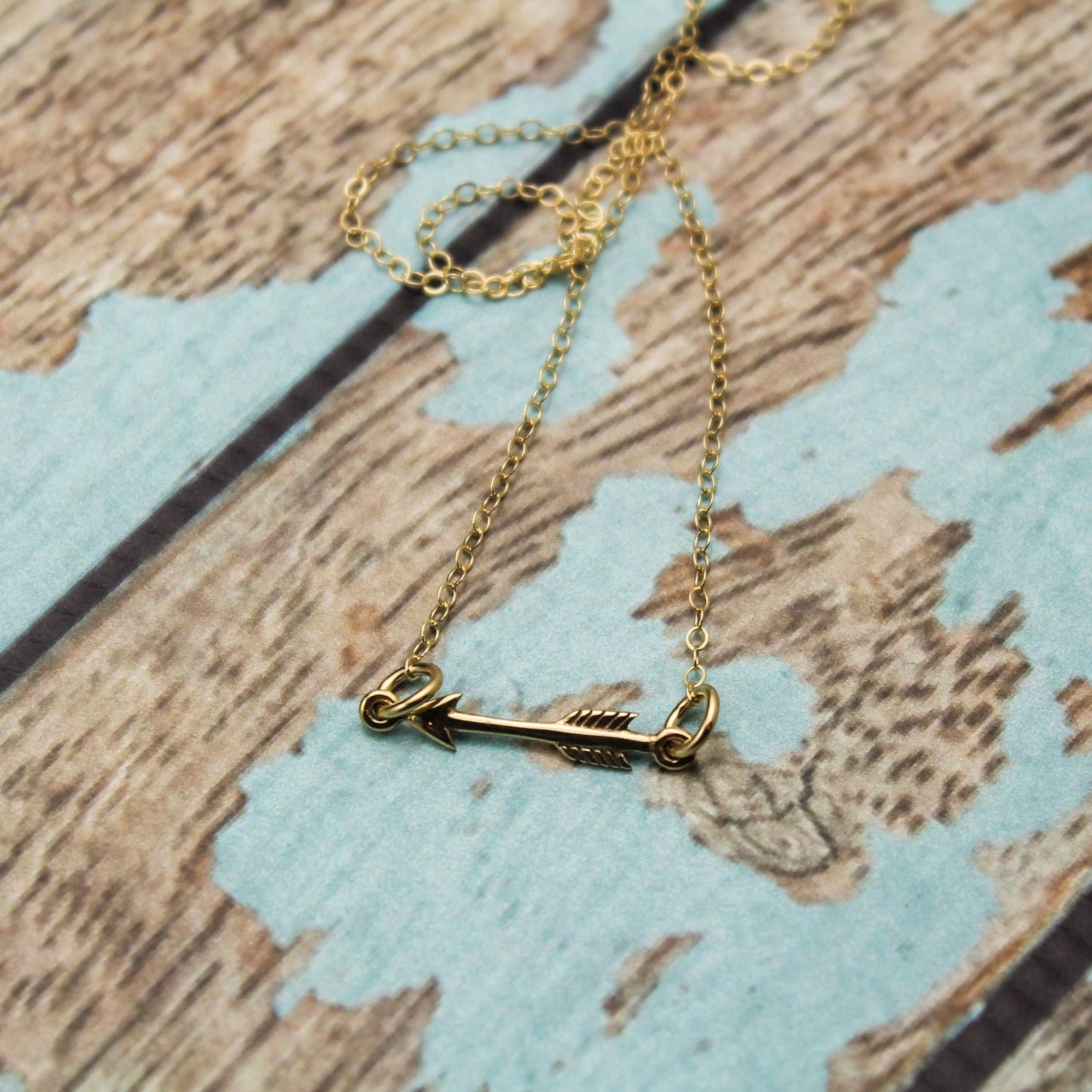 Arrow Necklace in Bronze and 14K Gold Filled