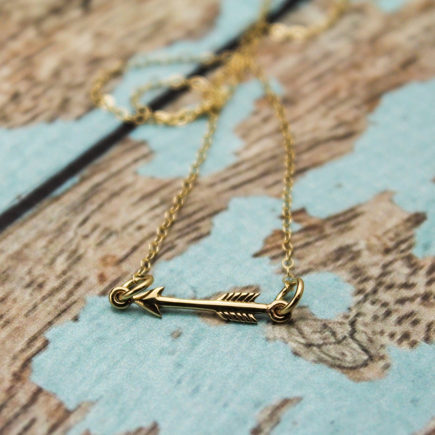 Arrow Necklace in Bronze and 14K Gold Filled