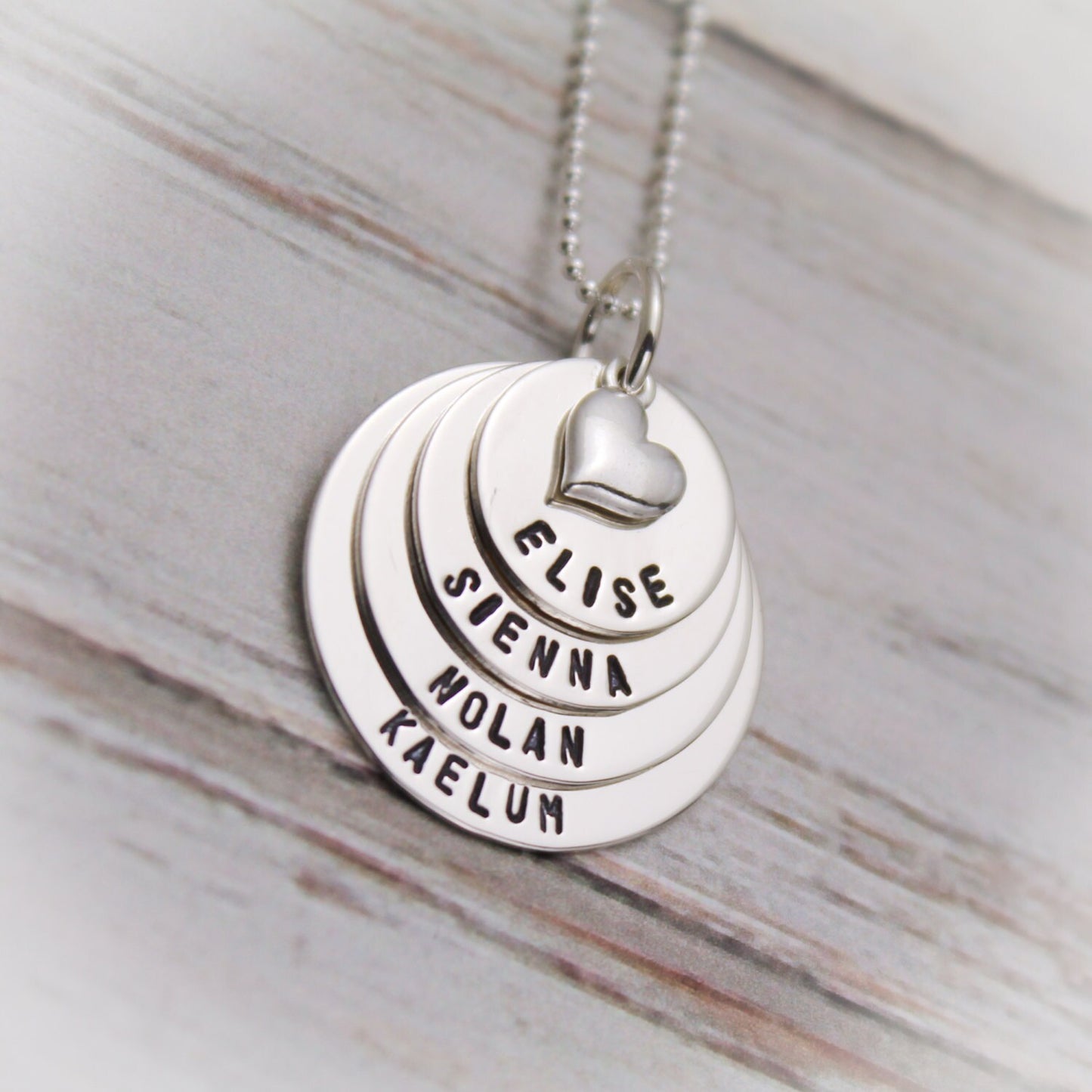 Four Tiny Layers Grandma or Mommy Layered Sterling Silver Personalized Necklace Hand Stamped Jewelry-