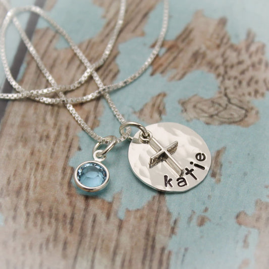 SALE Personalized Sterling Silver Disc with Cross Necklace for Confirmation or First Communion Hand Stamped Jewelry Date on Back