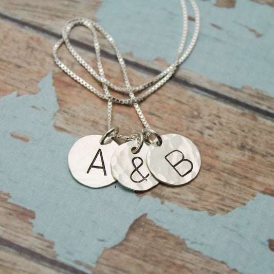 Sterling Silver Initial Necklace, Minimalist Initial Necklace, Minimalist Jewelry, Simple Necklace, Customized, Personalized Hand Stamped