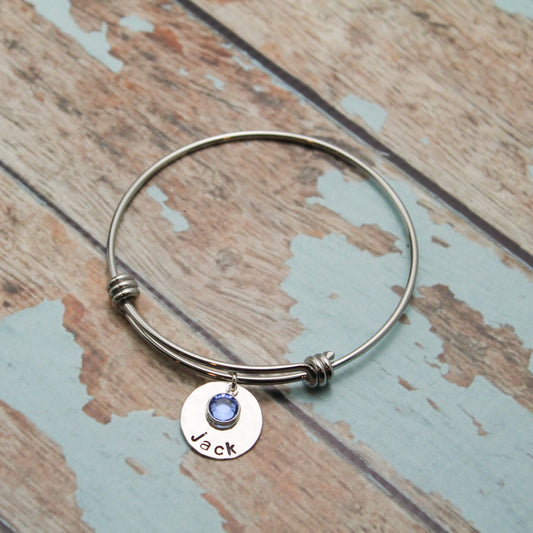 Personalized Adjustable Bangle Hand Stamped Bracelet