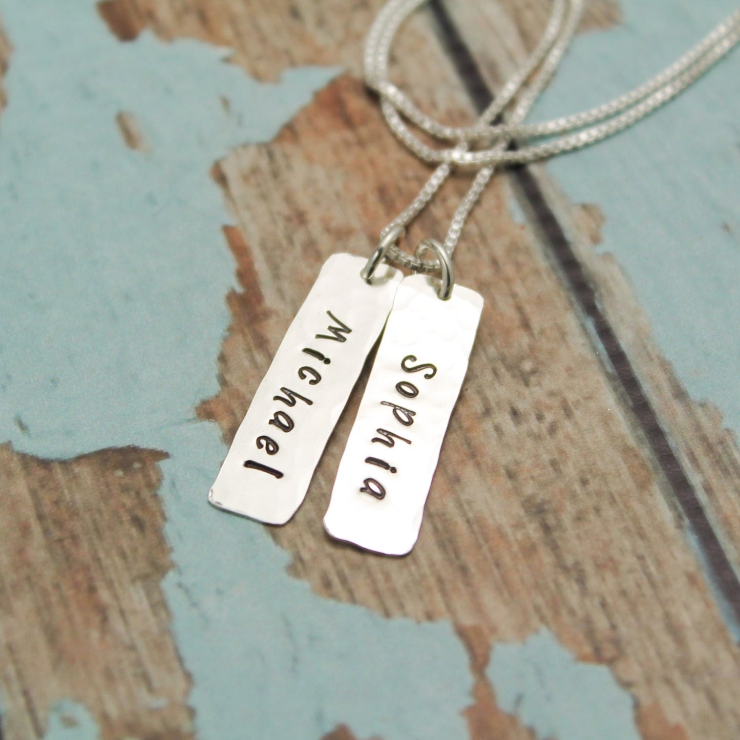 Personalized Mommy Necklace, Mother's Day Gift, Mom Tag Necklace, Personalized Tag Necklace, Tag Charms,Sterling Silver Hand Stamped Jewelry