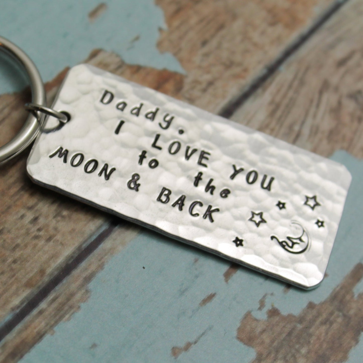 Best Dad Ever Keychain Father's Day Gift Aluminum Handstamped Personalized