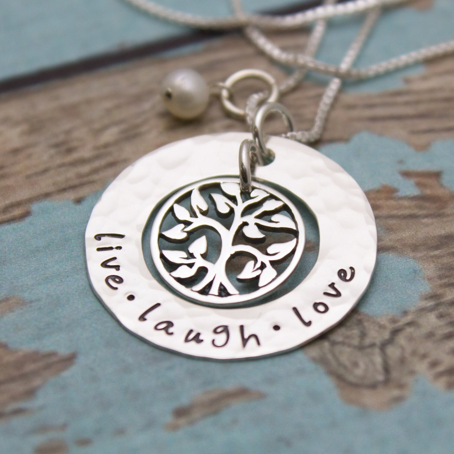 Family Tree Necklace - Personalized - Hand Stamped - Sterling Silver