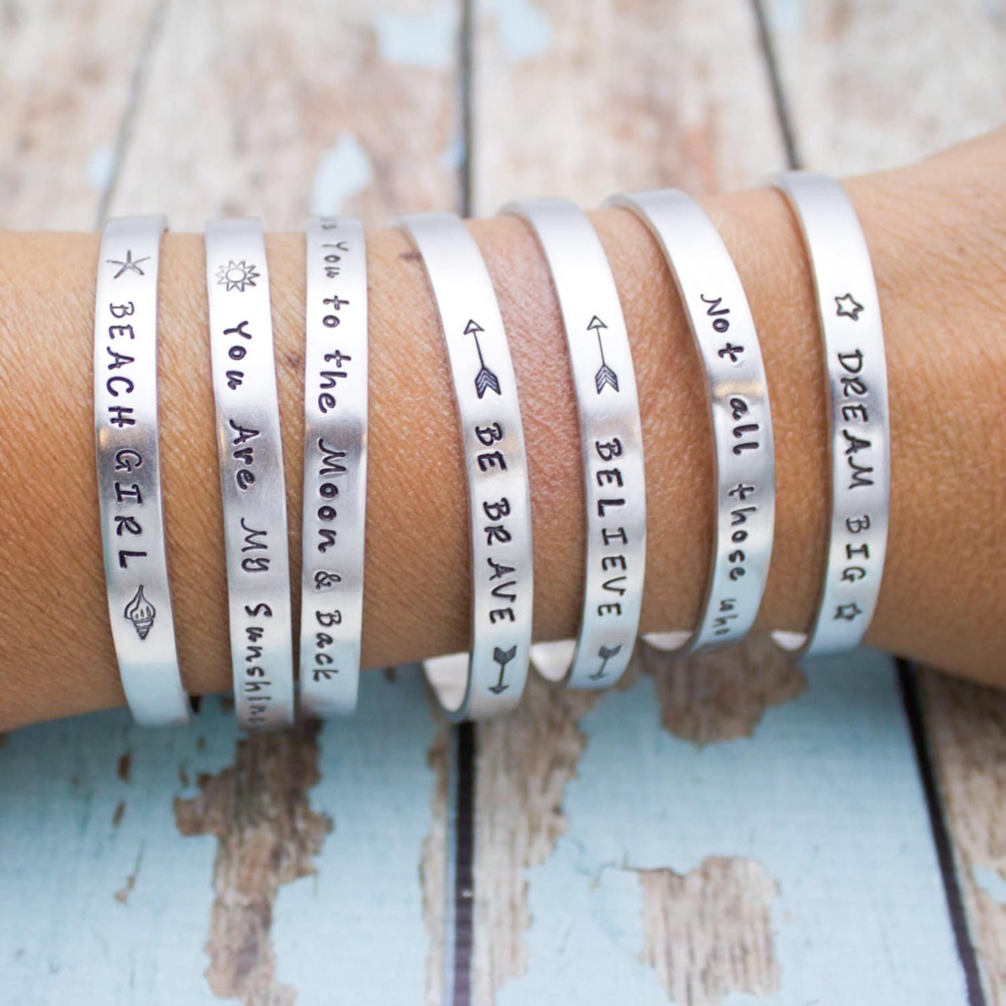 Personalized Hand Stamped Cuff Bangle Bracelet Your Favorite Quote or Names