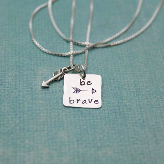 BE BRAVE Necklace - Encouragement Jewelry - Hand Stamped and Personalized - Sterling Silver