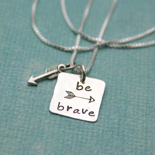 BE BRAVE Necklace - Encouragement Jewelry - Hand Stamped and Personalized - Sterling Silver