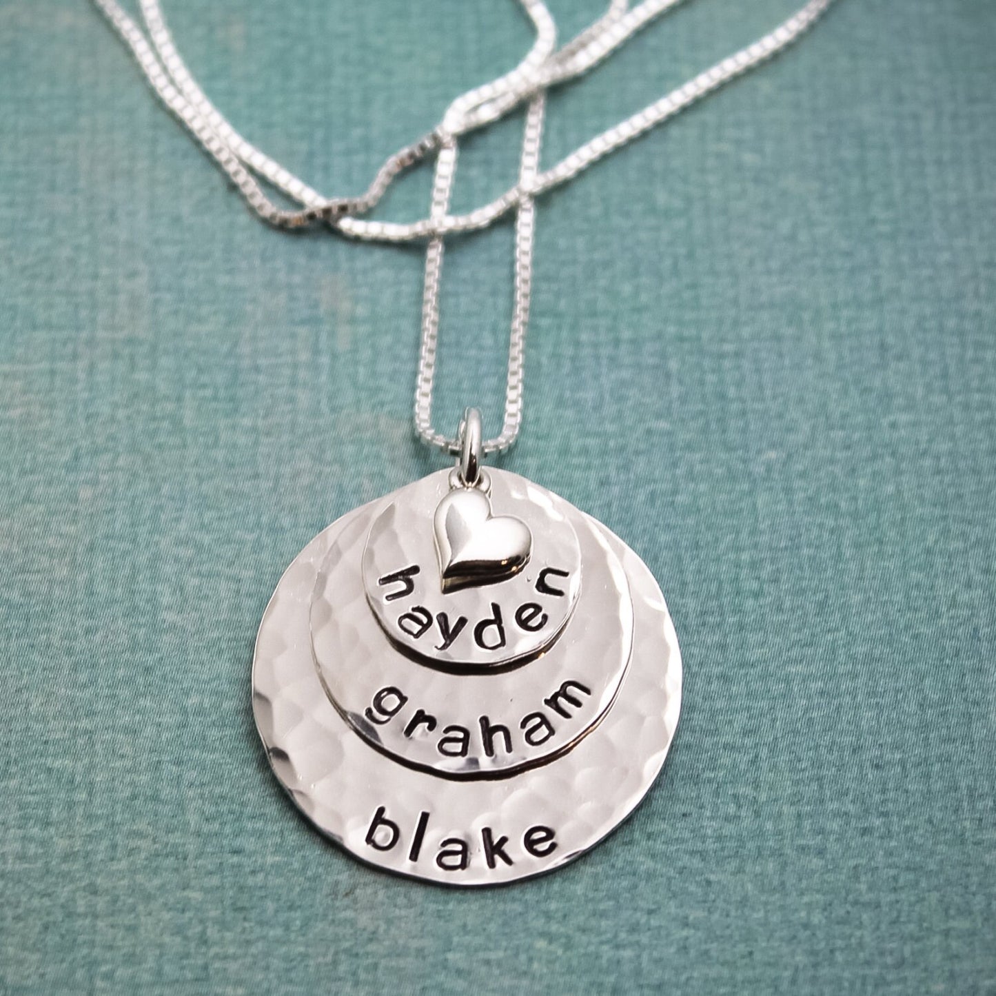 Personalized Layered Mother Necklace, Three (3) Layers Mom Necklace, Hand Stamped Jewelry, Personalized Jewelry, Custom, Sterling Silver