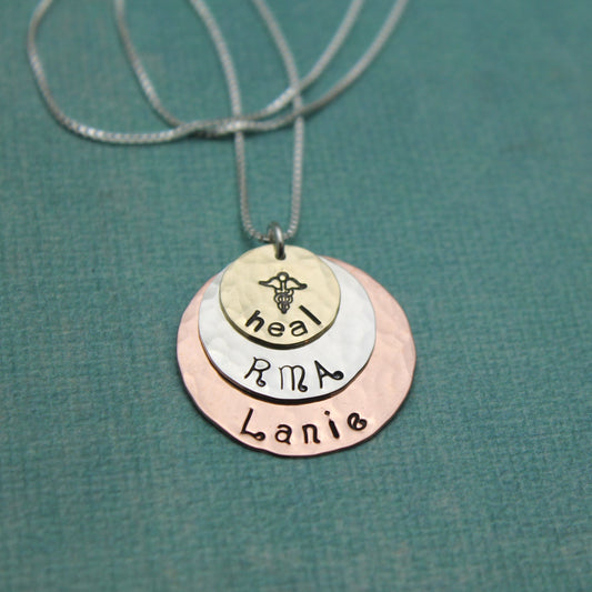 Nurse Jewelry Personalized Nurse Necklace RN Graduation Gift Hand Stamped Jewelry