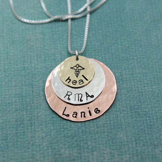 Nurse Jewelry Personalized Nurse Necklace RN Graduation Gift Hand Stamped Jewelry