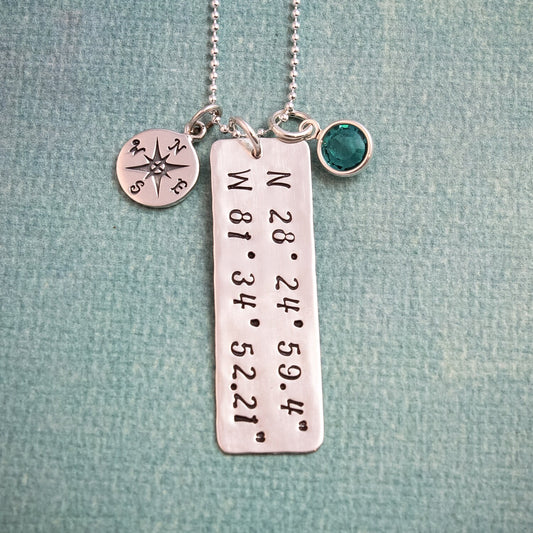 Personalized Latitude & Longitude Necklace, Coordinates Necklace, Compass Jewelry, Custom Coordinates, Custom Jewelry