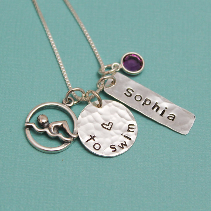 Field Hockey, Lacrosse Volleyball or Basketball Team Necklace Personalized and Hand Stamped with Name and Number
