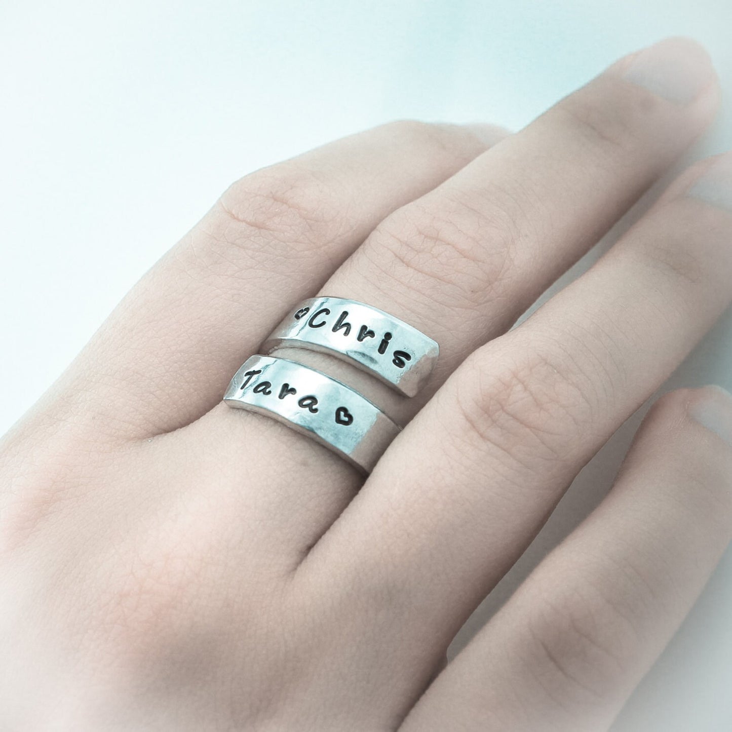 Personalized Wrap Ring - Hand Stamped Aluminum