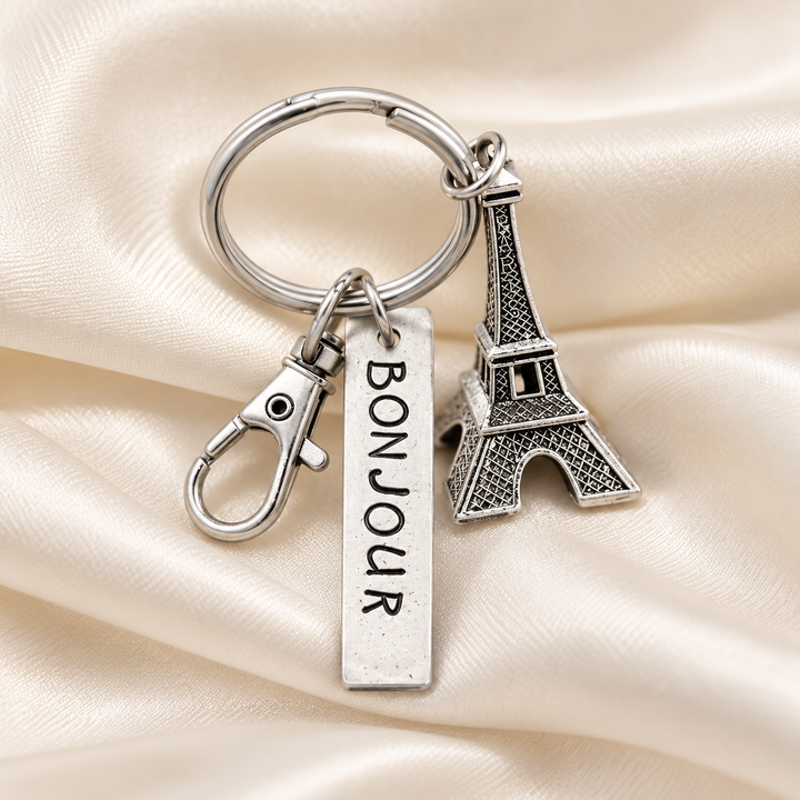 Bonjour Eiffel Tower Keychain