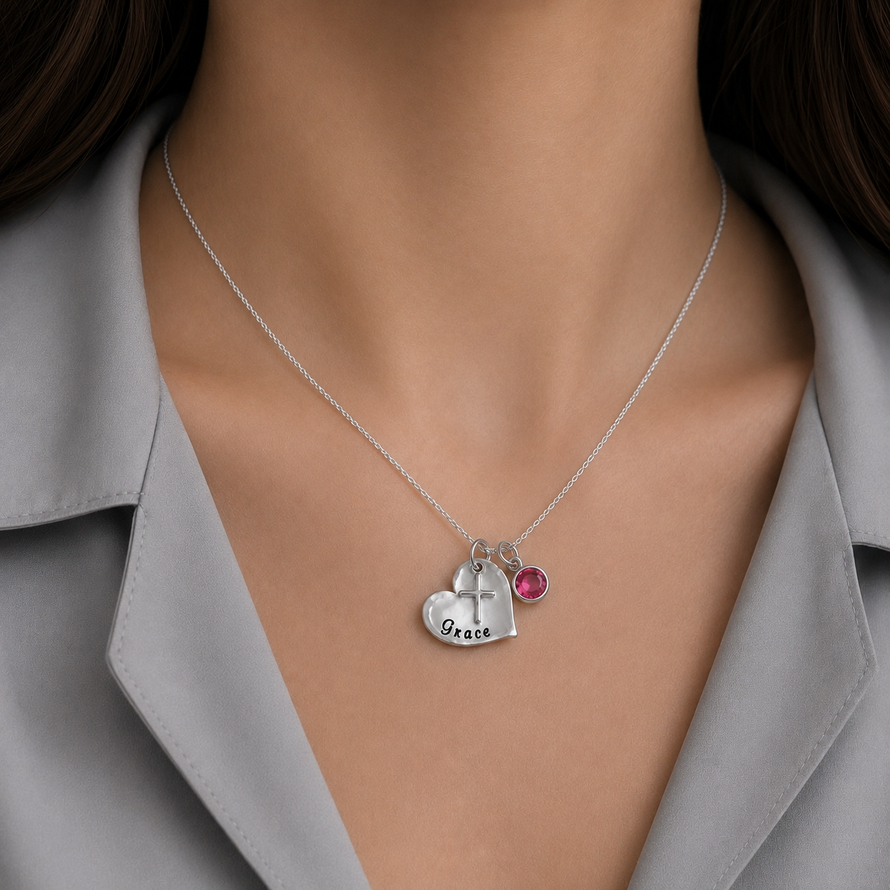 Heart Confirmation Cross Necklace