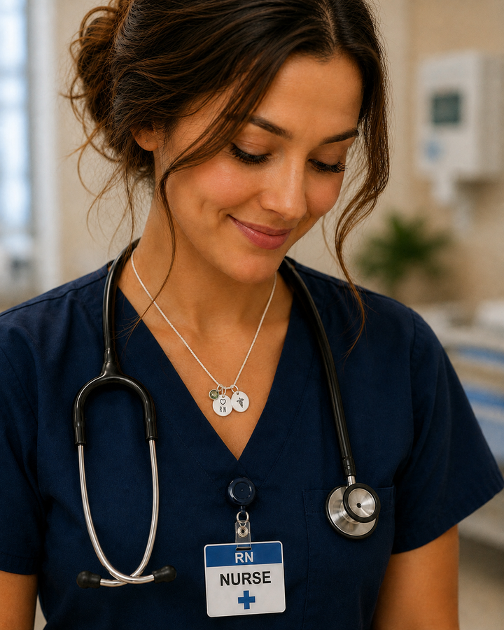 Nurse Necklace with Birthstone