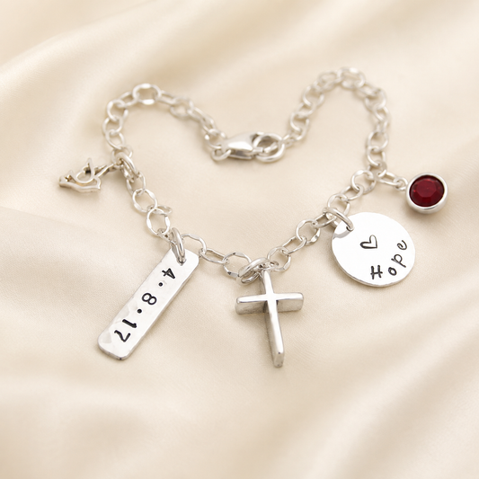 Personalized Cross Charm Bracelet