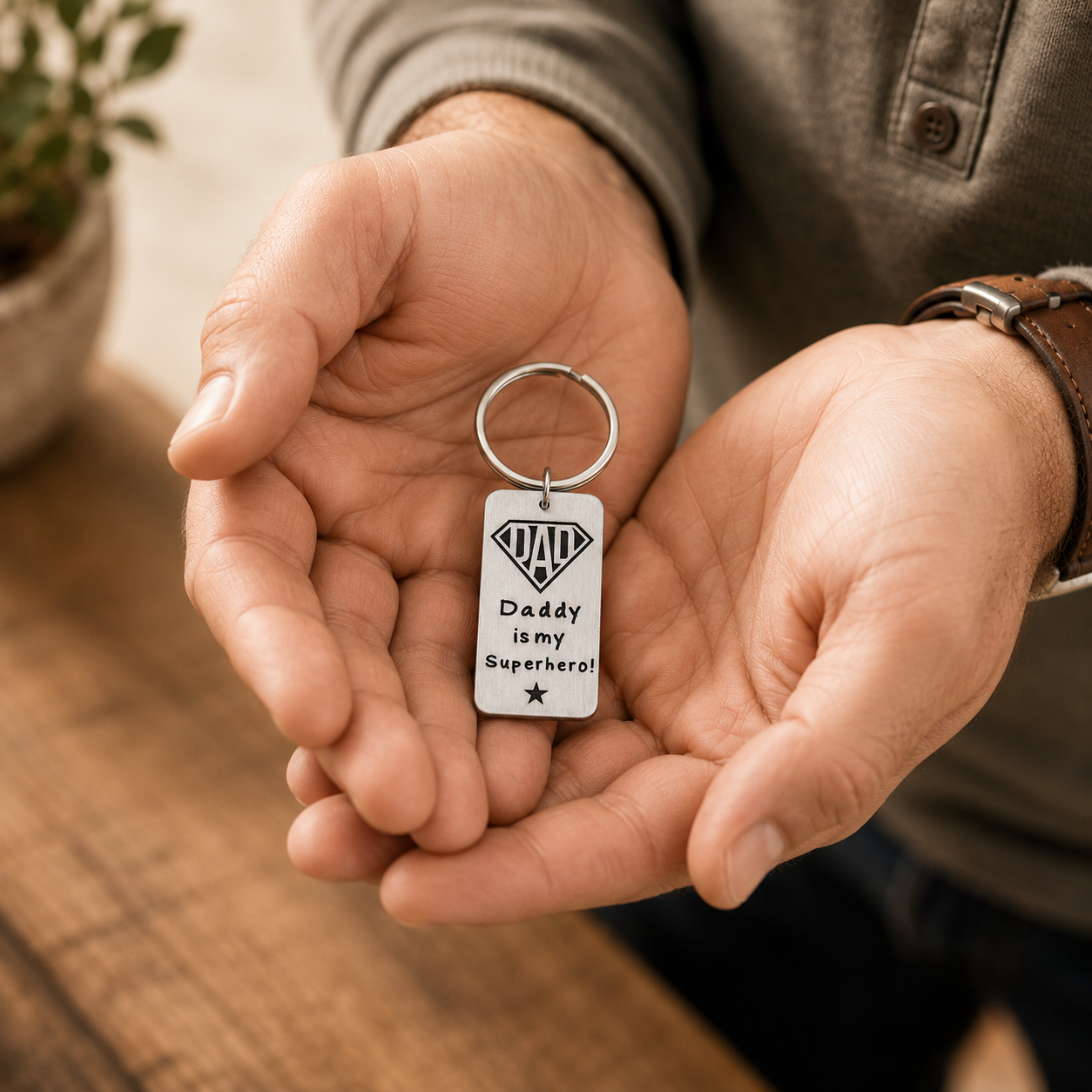 Daddy is my Superhero Keychain