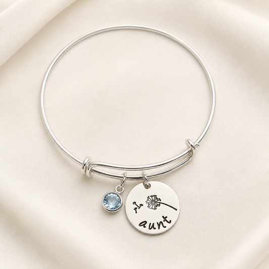 Personalized Aunt Bangle Bracelet