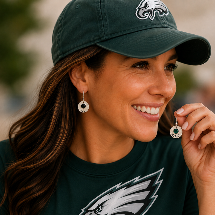 Go Birds Eagles Earrings with Crystals