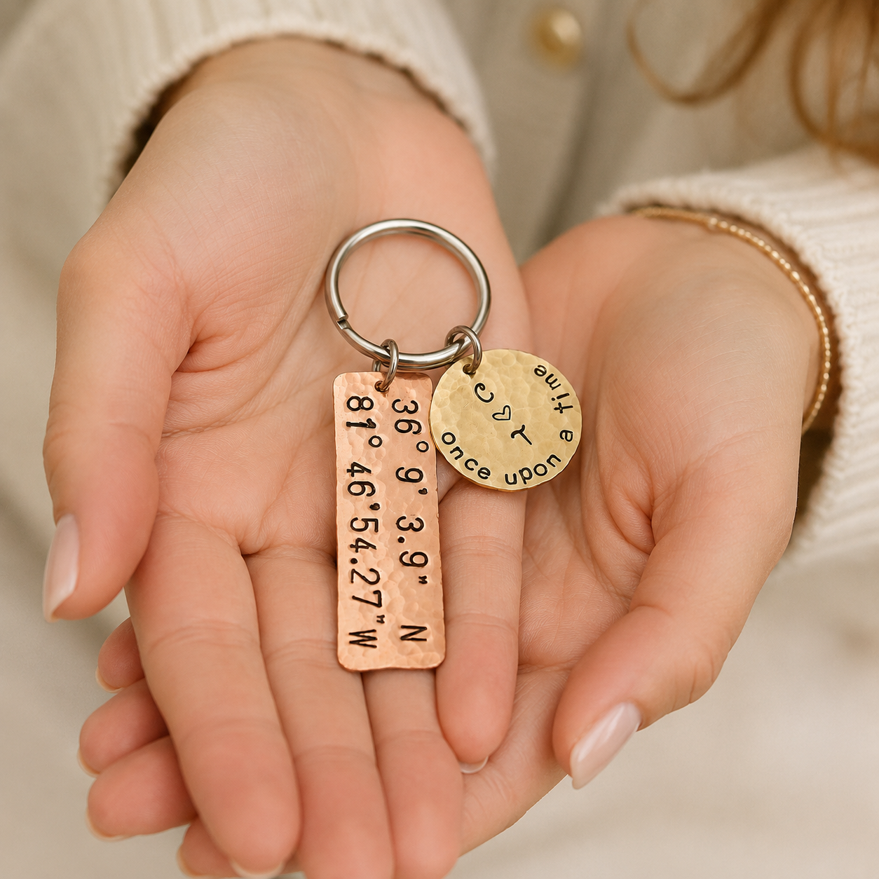 Latitude and Longitude Personalized  Key Chain