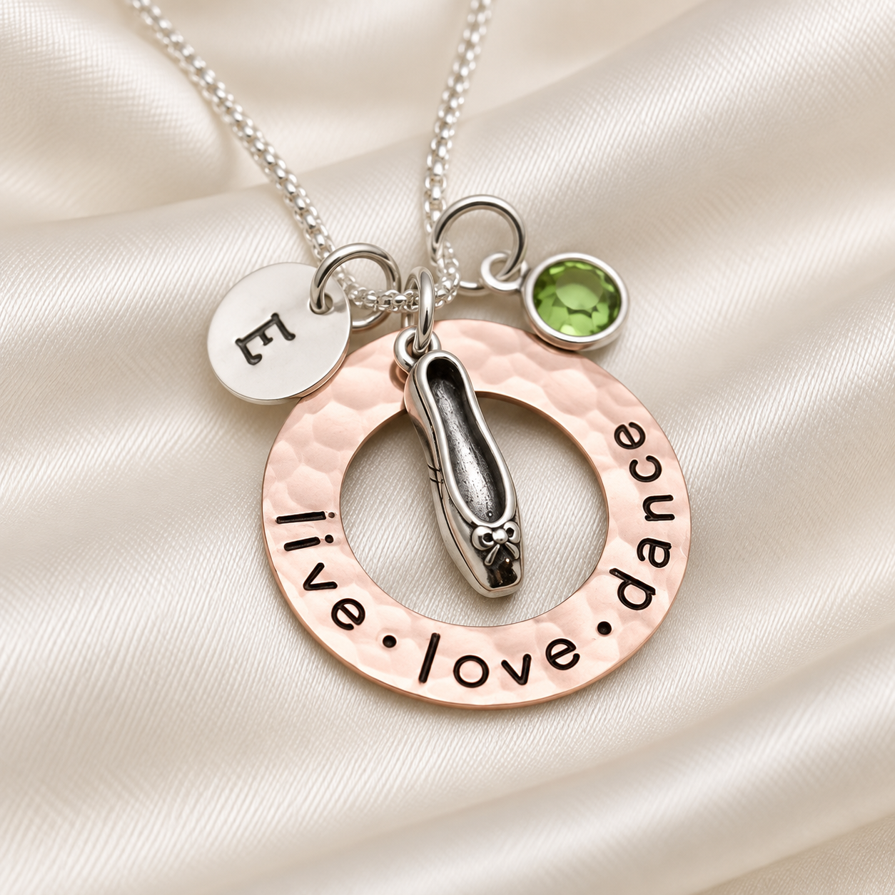 Ballet Shoe Dance Necklace in Copper and Silver
